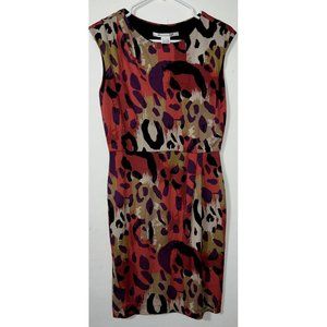 Diane von Furstenberg 100% Silk Abstract Art Sleeveless Dress Size 6